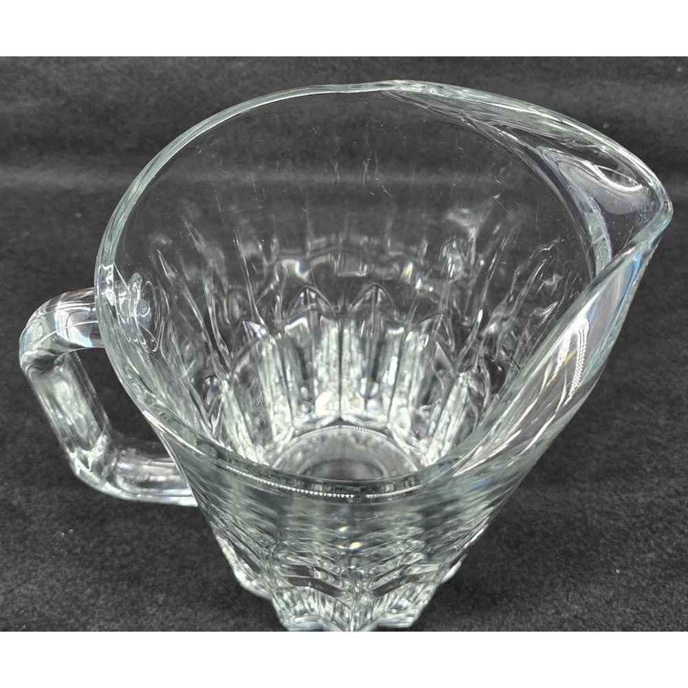 Vintage Italy Fluted Crystal Glass‎ Pitcher Heavy Juice Beverage Water Lipped 9